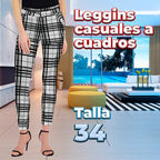 Leggins De Cuadros De Corte Alto Rojo M