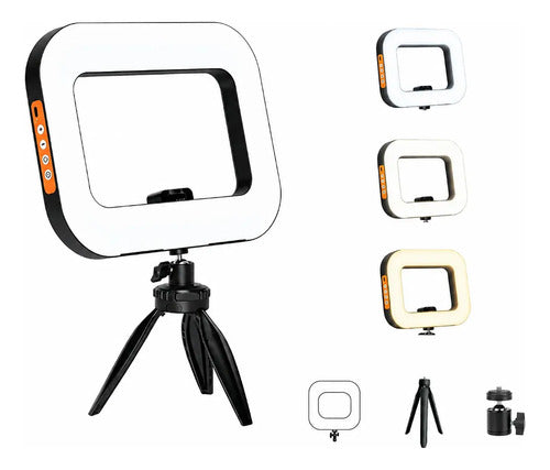 Luz Led Cuadrada De 20 W Con Trípode Y Batería De 8000 Mah
