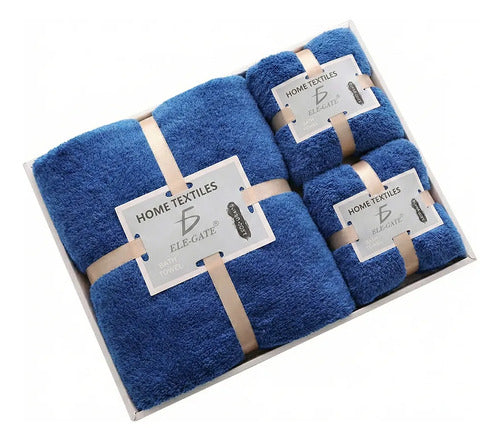 Juego De 3 Toallas Para Baño Y Manos Suavidad Y Absorción Azul