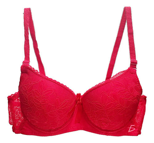 Brasier Con Encaje Copa Completa Slight Push Up Rojo M