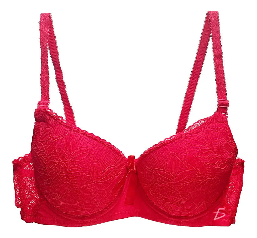 Brasier Con Encaje Copa Completa Slight Push Up Rojo M