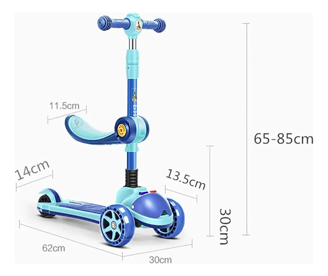 Patín scooter 3 ruedas montable con luces y sonidos