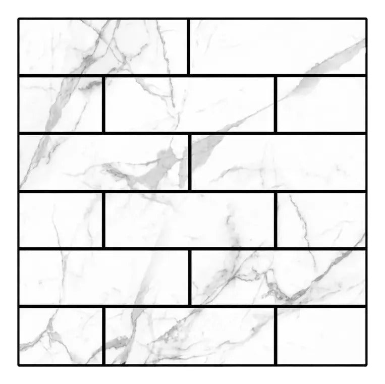 Azulejos Adhesivos Efecto Mármol De Pvc 30 × 30 Cm Paquete Blanco