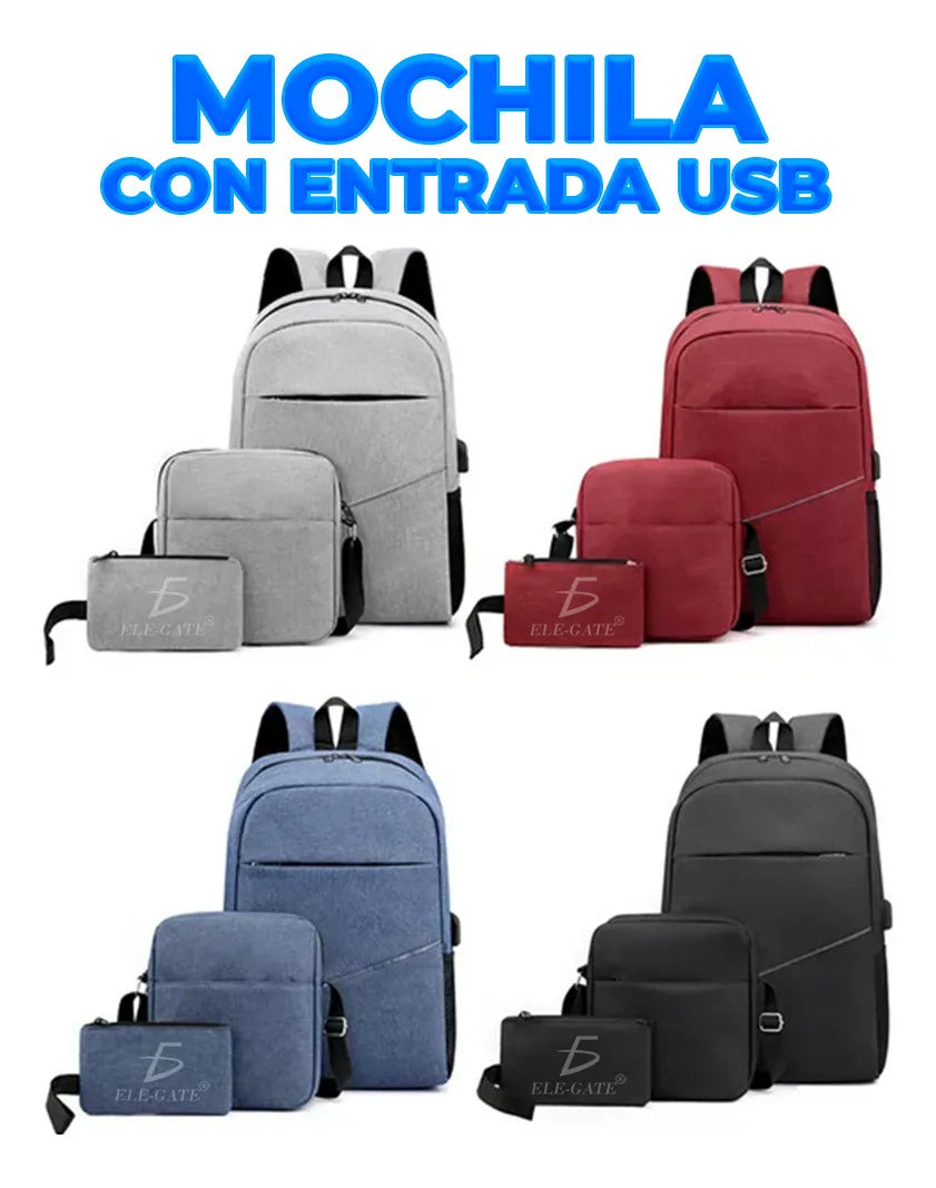 Juego De Mochila De 3 Piezas Para Proteger Tu Equipaje En Negro