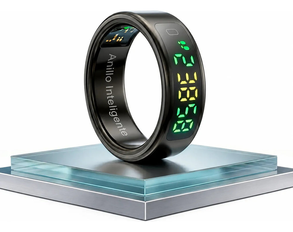 Anillo inteligente negro talla 11 con pantalla
