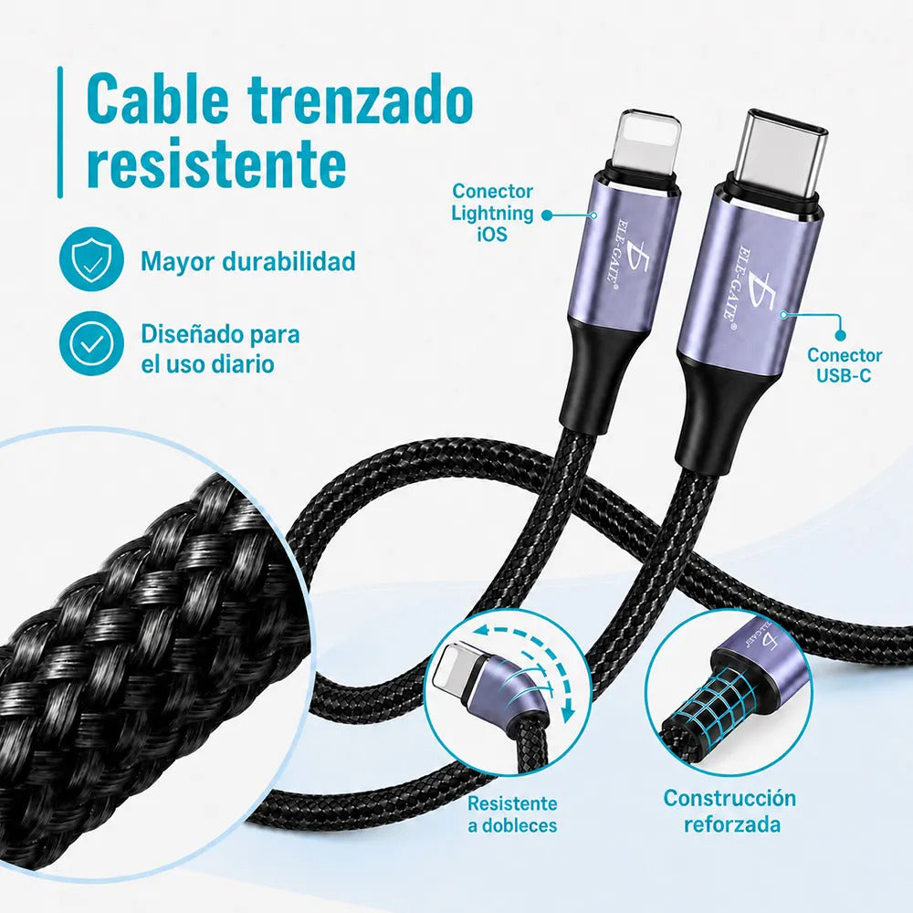 Cable Usb-c 2 M Pd 27w Para iPhone 8-14 Lightning