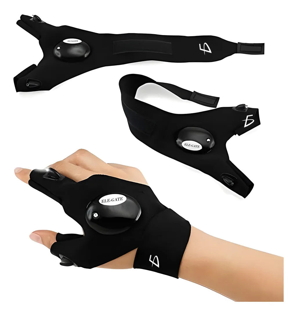 Par De Guantes De 2 Dedos Con Luz Led G Negro