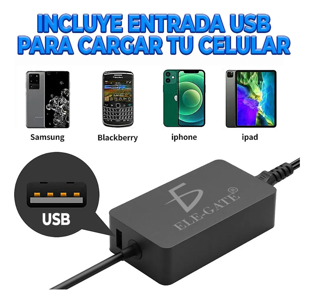 Cargador De 65w Y 15v 4a Para Microsoft Surface Con Puerto