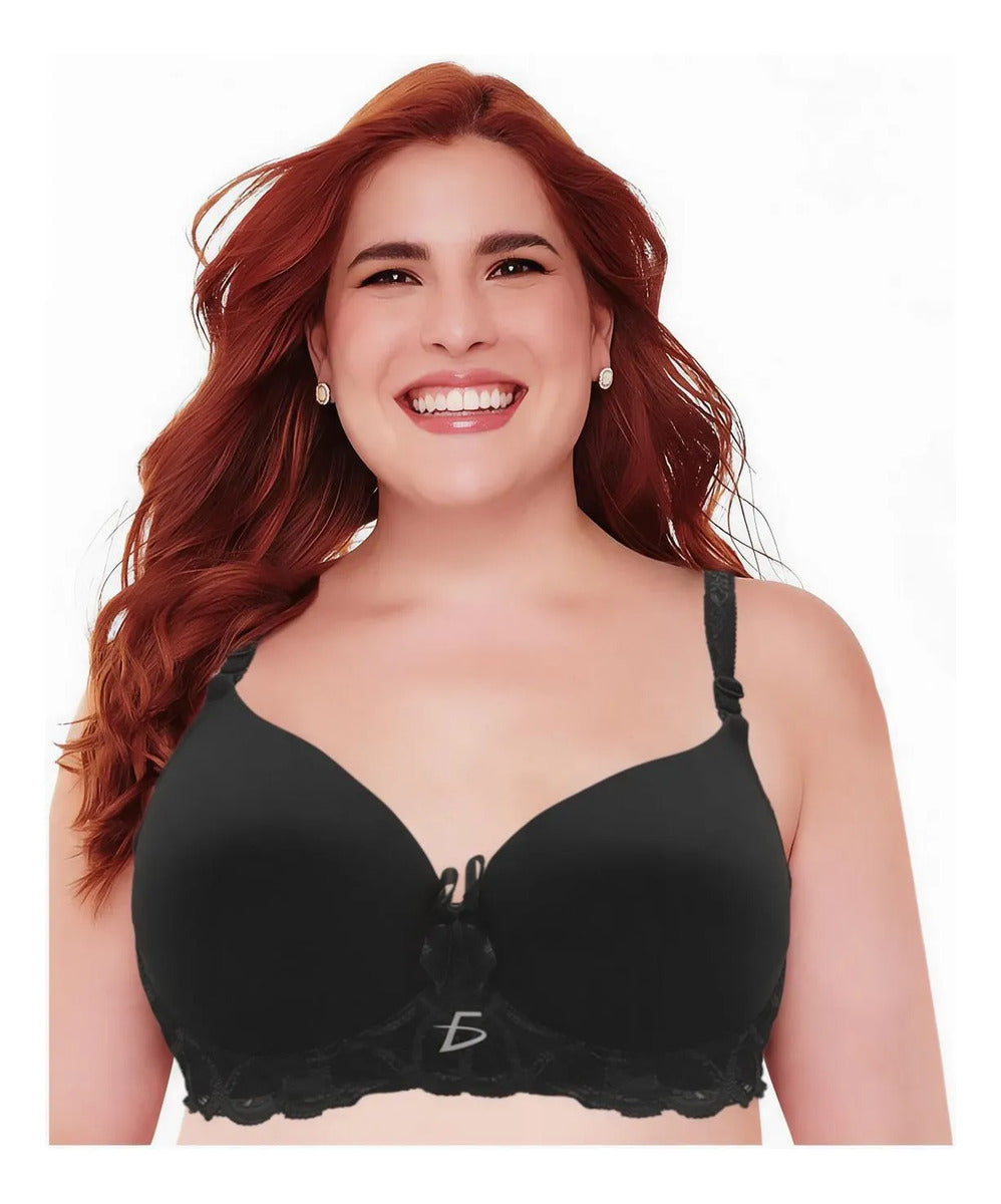 Brasier con encaje de espalda de 3 broches coral M