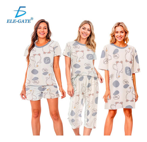 Set De 4 Piezas De Pijamas Ligeras Kawaii Frescas Y Casuales Beige Xxl