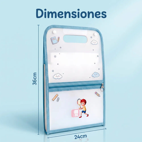 Organizador De Documentos A4 De 13 Compartimentos Con Asa Violeta