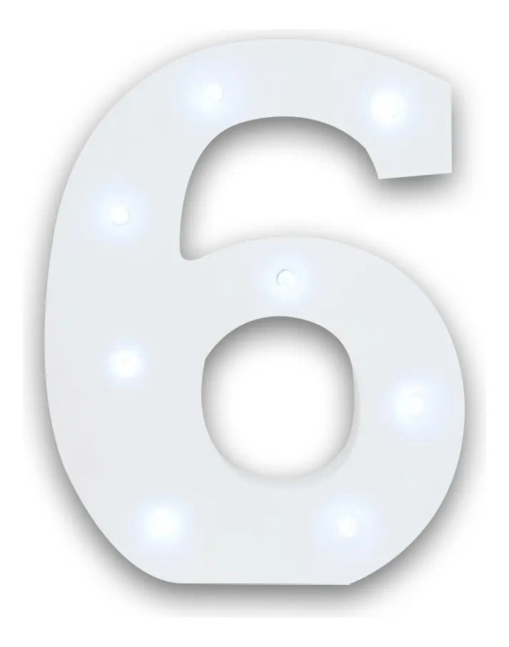 Numero 6 En 3d De Luz Led Luz Cálida