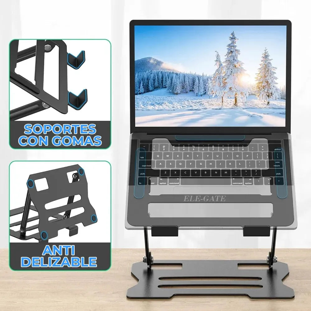 Soporte Universal Ajustable Que Mejora Postura Laptop De 10 A 15.6 Pulgadas Color Gris Ele-gate