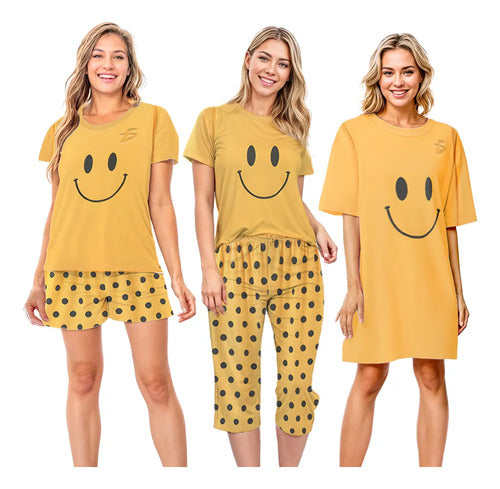 Set De 4 Piezas De Pijamas Ligeras Kawaii Frescas Y Casuales Beige Xxl