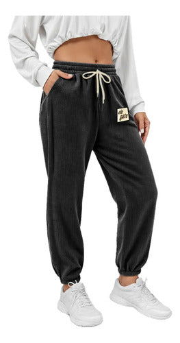 Pantalones Deportivos Con Forro Térmico De Cintura Alta Negro L