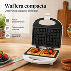 Waflera eléctrica compacta 800W antiadherente desayunos