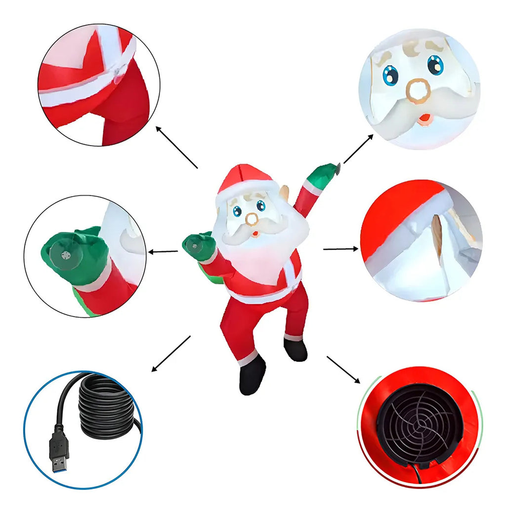Santa Claus Inflable Con Luz Led Y Ventilador Usb