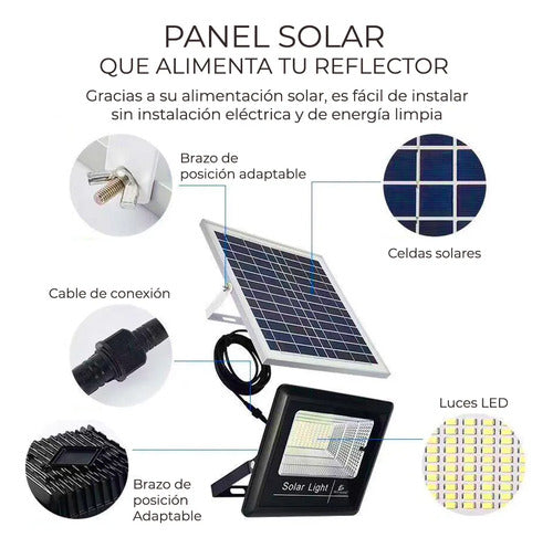 Reflector Led 10w C Panel Solar-control Luz Blanca Exterior