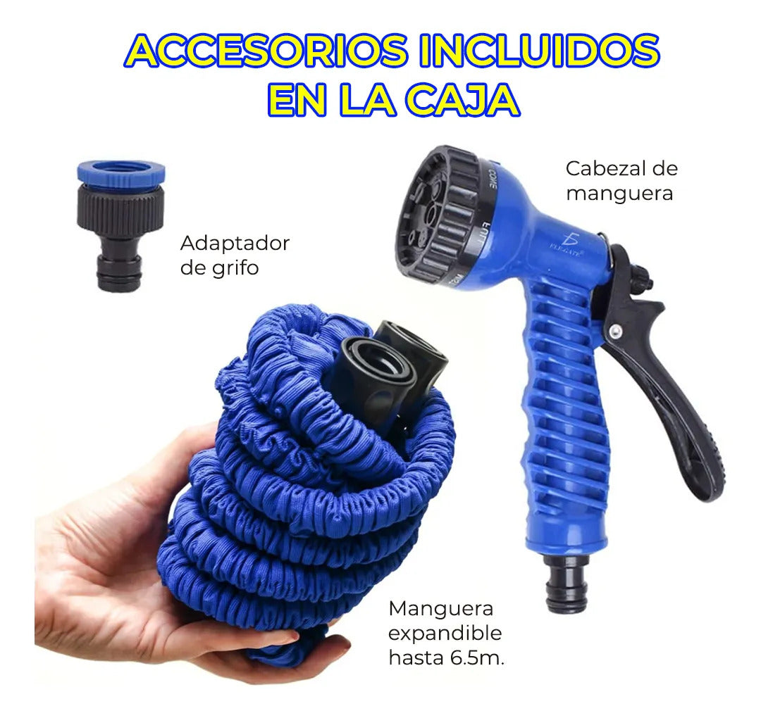 Manguera Flexible Expandible 7.5 Metros Con Pistola Ligera
