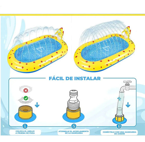 Alberca Inflable Con Aspersores Amarillo/azul