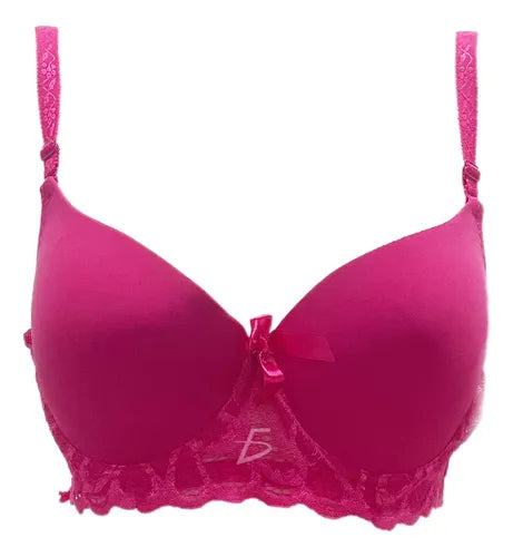Brasier Con Encaje De Espalda De 3 Broches Fucsia M