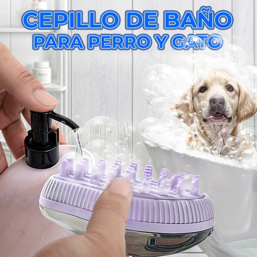 Cepillo De Baño Con Jabonera Rellenable Para Gatos Y Perros