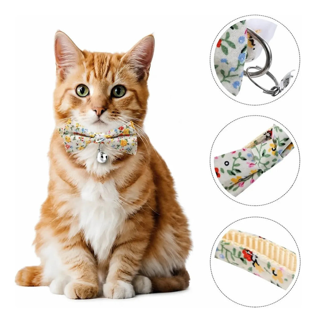 Collar Ajustable Para Perro Y Gato Con Cascabel Y Pajarita