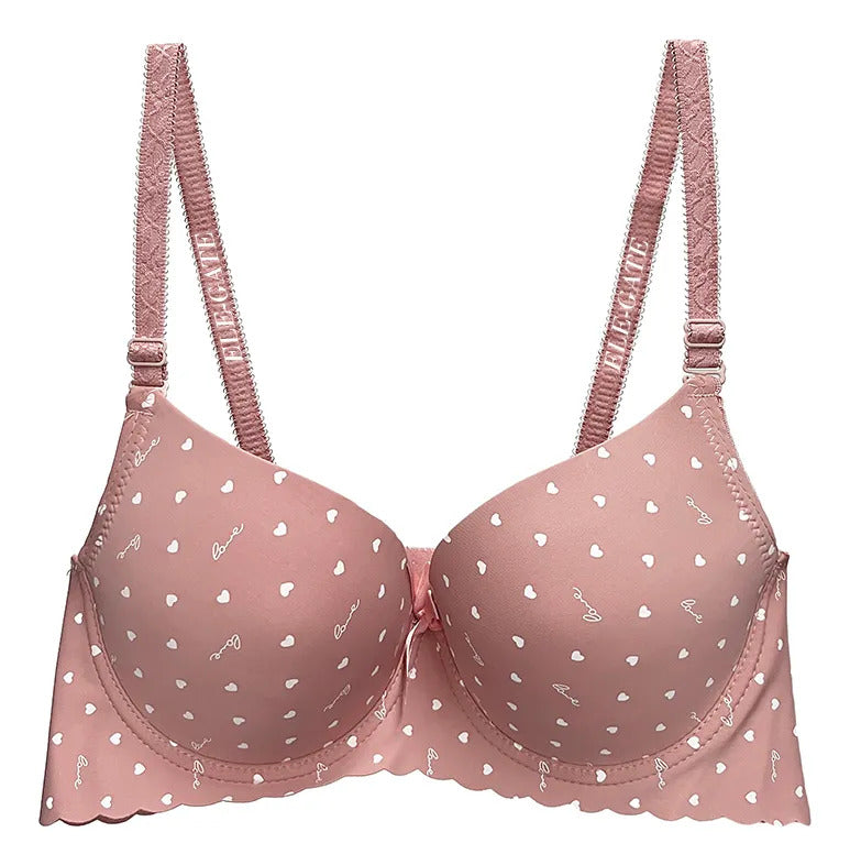 Brasier con copa completa espalda de encajé con efecto push rosa M