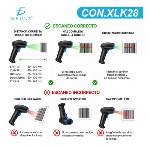 Lector De Código De Barras Inalámbrico Bluetooth Usb 2.4g