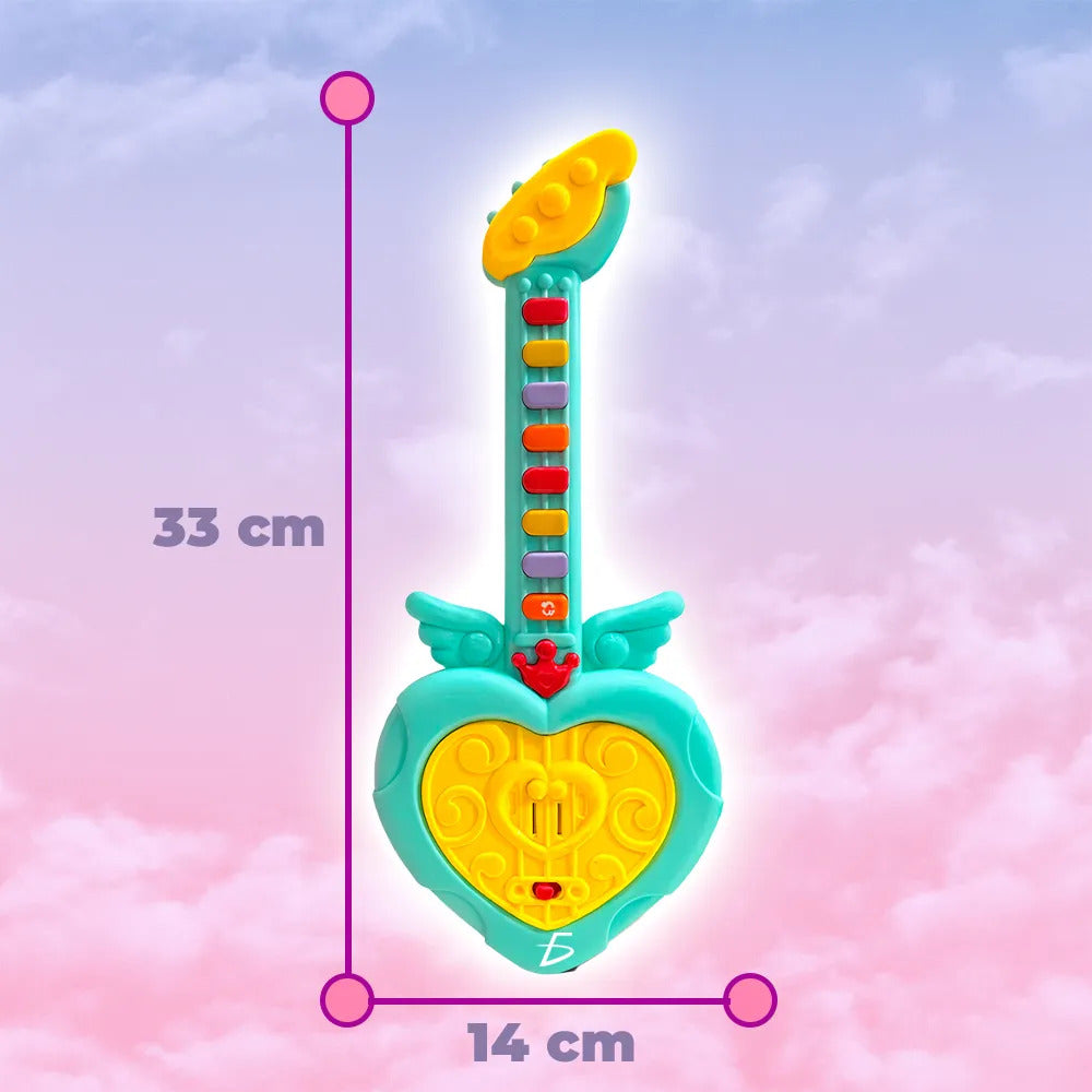 Mini Guitarra En Forma De Corazón Con Sonido Y Luz Rgb