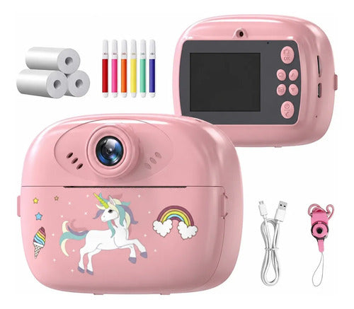 Mini Camara Instantánea Con Impresión Térmica Y Video - Rosa