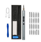Destornilladores mini eléctricos kit 24 puntas 3 LED color plateado herramienta