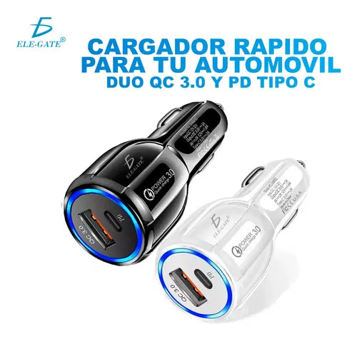 Cargador Auto Encendedor Usb Carga Rápida Qc3.0+pd Tipo C