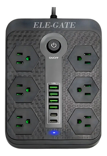 Multicontacto Universal Con 6 Clavijas 4 Usb Y 2 Usb-c