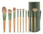 Set 10 Piezas Brochas Maquillaje Suave Acabado Profesional Color Verde