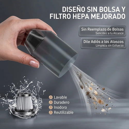 Aspiradora Portátil Inalámbrica 8000pa 2 En 1 Succión Y Negro