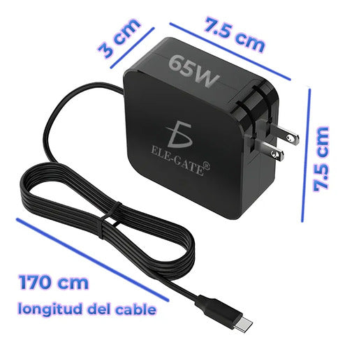Adaptador Universal 65 W Tipo C Cuadrado