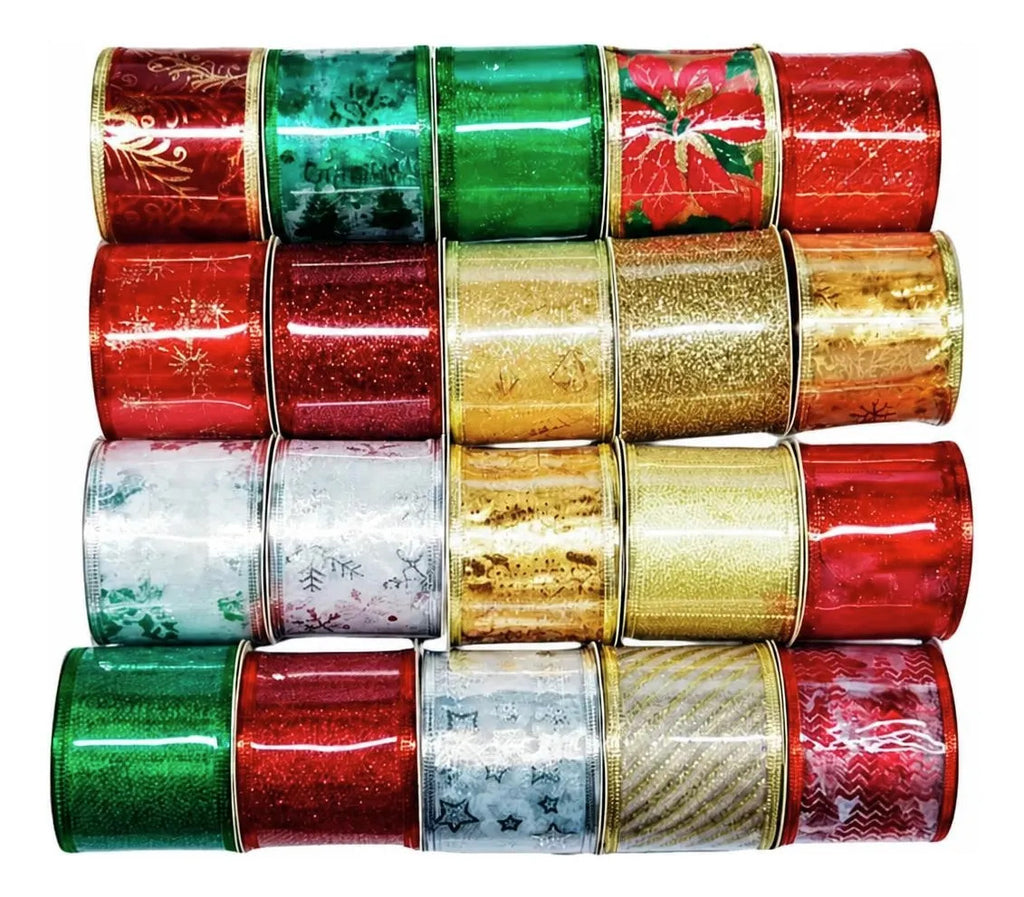 Cintas Navideñas Diseños Variados En Rojo Verde Oro Y Plata