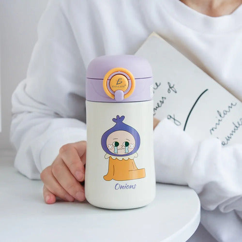 Botella De Agua Para Niños Con Popote De Acero Inoxidable