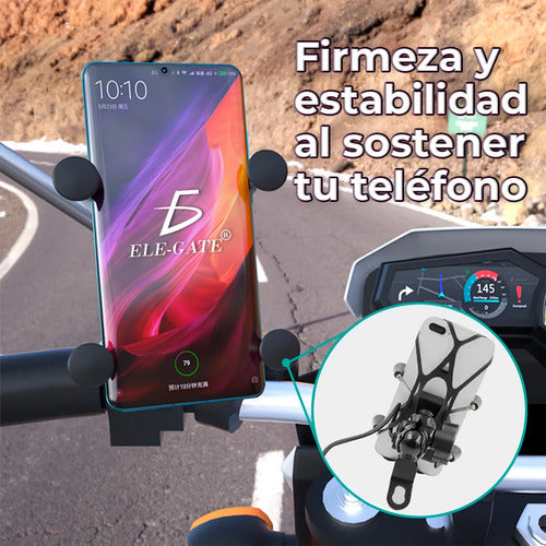 Soporte De Teléfono Para Motocicleta Con Cargador Usb Y