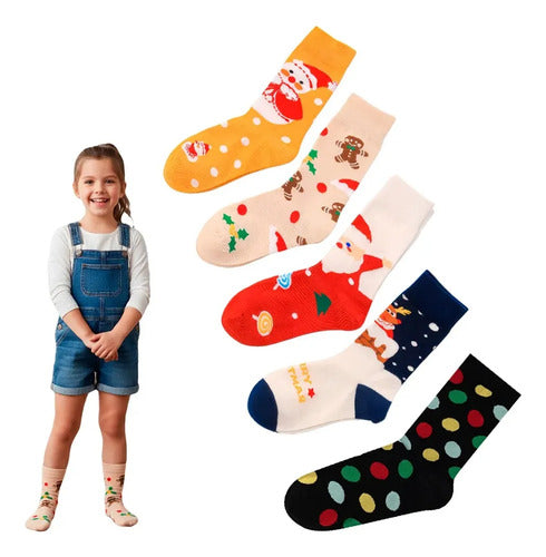 Set De Calcetas Navideñas Térmicas Para Toda La Familia Rojo Único