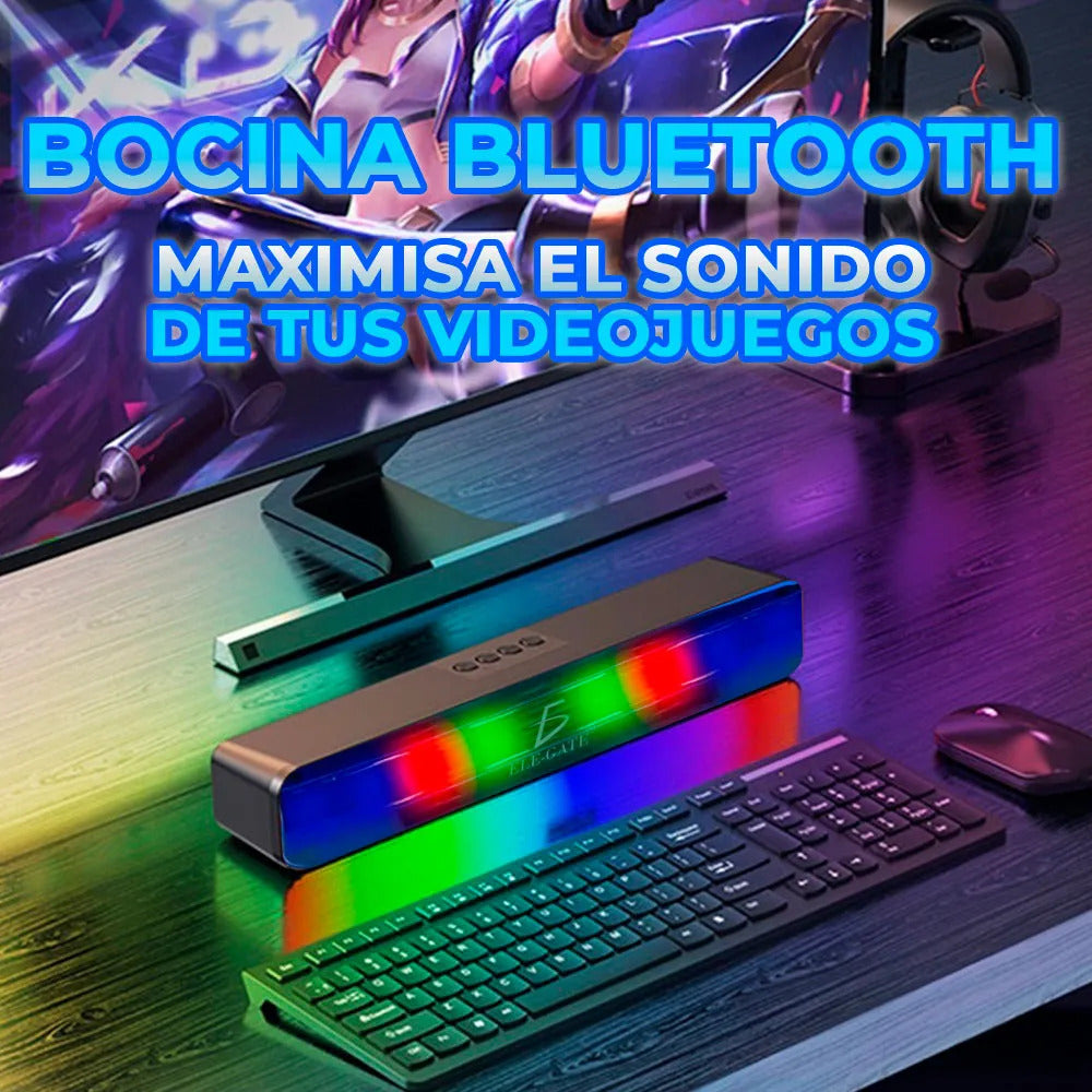 Bocina Bluetooth recargable barra de luces LED rgbw