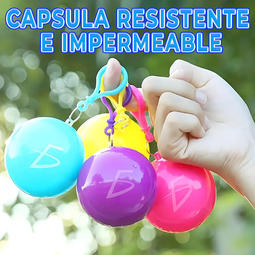 Impermeable De Lluvia Desechable En Llavero De Bola Azul M