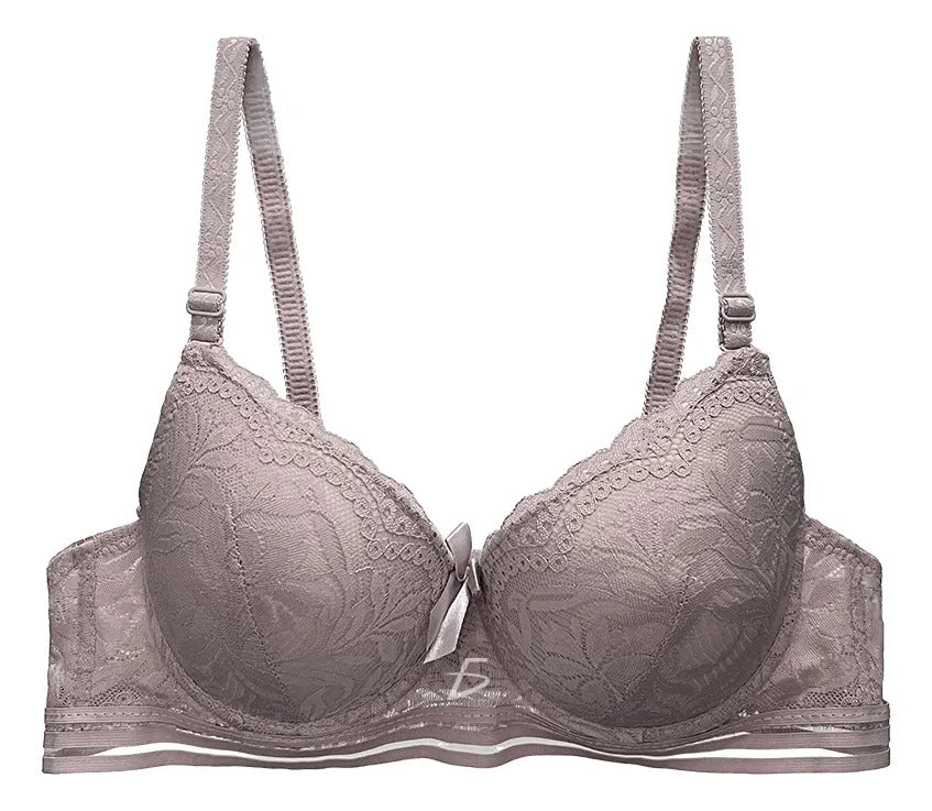 Brasier con encaje y push up con tirantes ajustables beige M