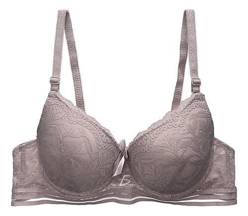 Brasier Con Encaje Y Push Up Con Tirantes Ajustables Beige M