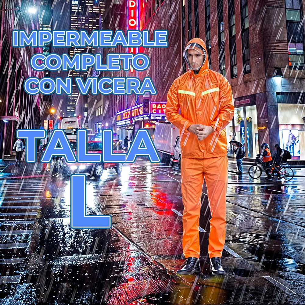 Impermeable De 2 Piezas Con Visera Color Fosforescente