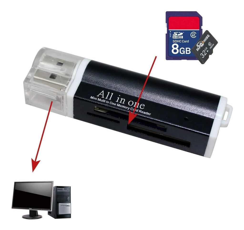 Lector De Tarjetas Multifunción Usb 2.0 All In One Carcasa