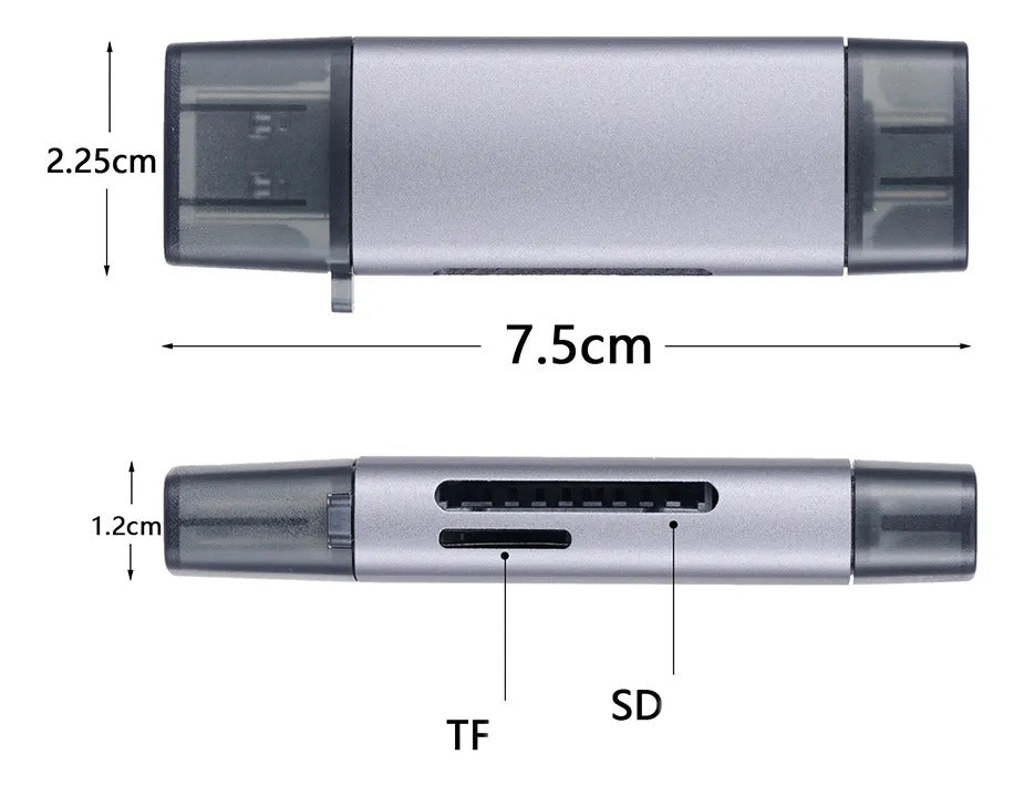 Lector De Tarjetas Sd 3 En 1 Con Adaptadores Usb-c Usb