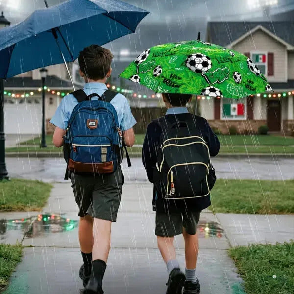 Paraguas Plegable Ele-gate Verde De Fútbol Con Diseño Graffiti Y Protección Uv Balón