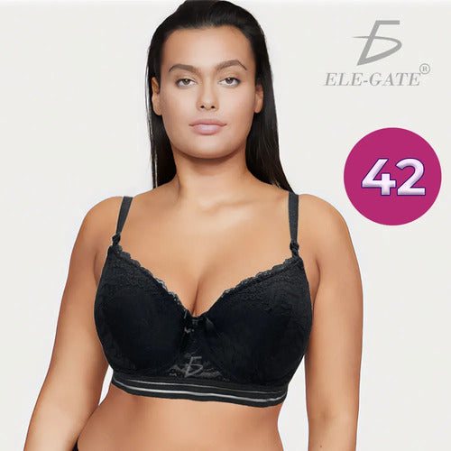 Brasier Con Encaje Y Push Up Con Tirantes Ajustables Salmon M